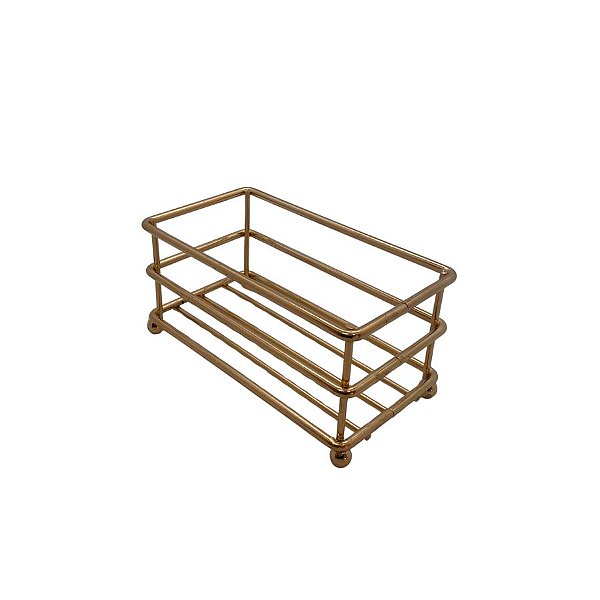 Bandeja Decorativa Retangular de Ferro - Dourada - 12x6,5x5,8cm - 1 unidade - Rizzo