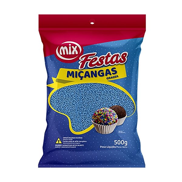 Confeito Miçanga - Azul - 500g - 1 unidade - Mix