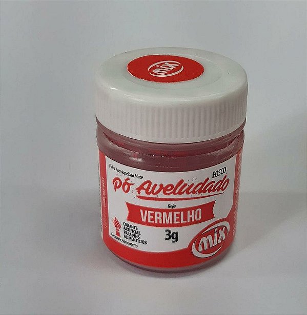 Corante em Pó Alimentício Aveludado Fosco 3g - Vermelho - 1 unidade - Mix - Rizzo