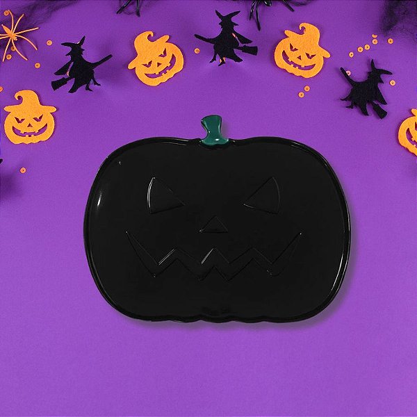 Enfeite Decorativo Halloween - Bandeja De Abóbora - Preto - 20x15cm - 1 unidade - Rizzo