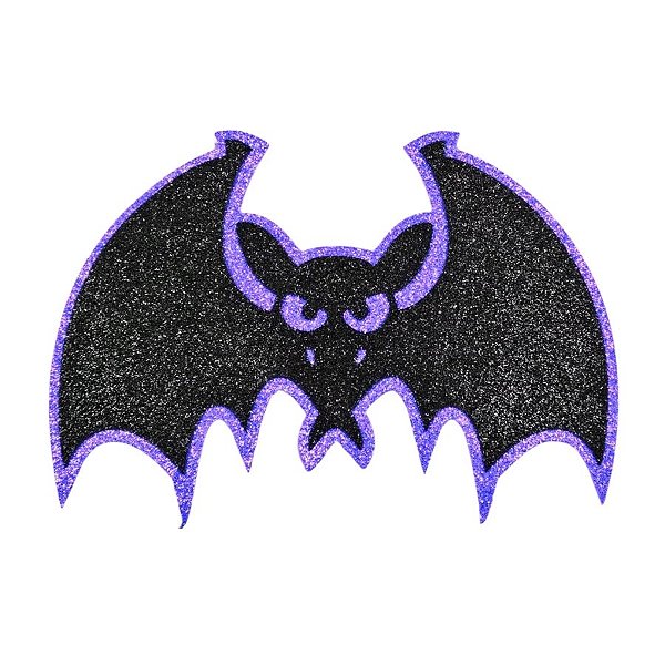 Enfeite Decorativo De Halloween Com Glitter - Morcego - Roxo - 24x17cm - 1 unidade - Rizzo