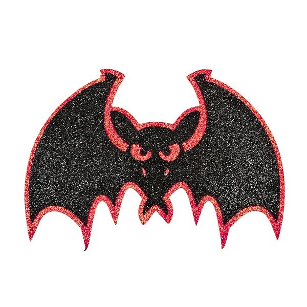 Enfeite Decorativo De Halloween Com Glitter - Morcego - Vermelho - 24x17cm - 1 unidade - Rizzo