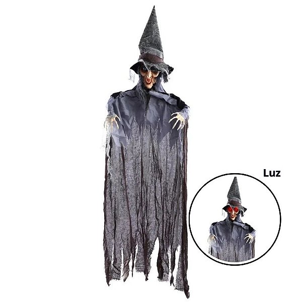Enfeite Decorativo De Halloween Com Som Luz e Movimento - Bruxa Diana - 150cm - 1 unidade - Cromus - Rizzo