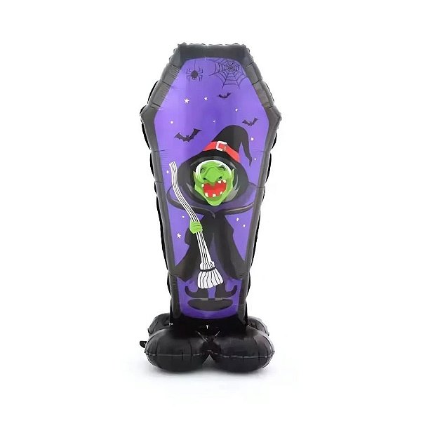 Balão de Festa Microfoil 39" 99cmx57cm - Bruxa no Caixão Halloween - 1 unidade - Rizzo