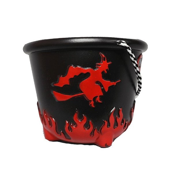 Baldinho de Halloween com Alça - Bruxa - Vermelho - 14,5x19cm - 1 unidade - Rizzo