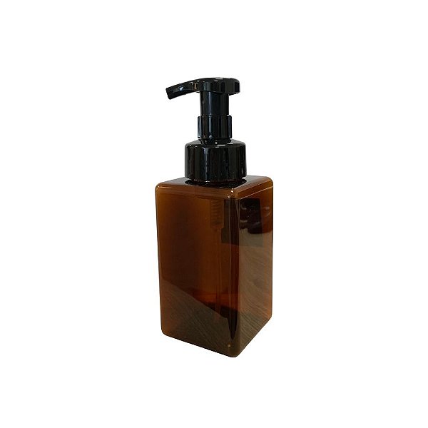 Frasco Quadrado Para Sabonete Líquido Com Valvula Espumadora - Âmbar - 450ml - 6,5x18,5cm - 1 unidade - Rizzo