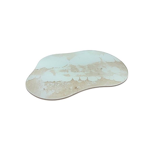 Bandeja Mesa Orgânica Com Pé - Mármore Bege - 16x22cm - 1 unidade - Rizzo