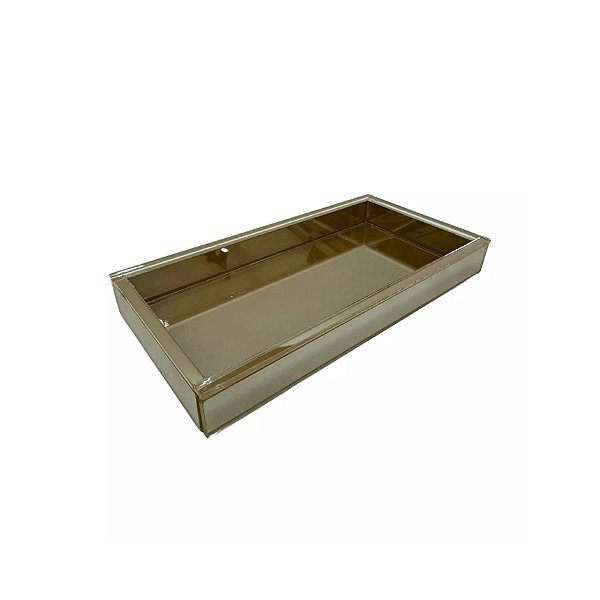 Bandeja Caixa Retangular - Ouro - 10x20cm - 1 unidade - Rizzo