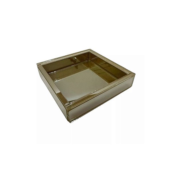 Bandeja Caixa Quadrada - Ouro - 10x10cm - 1 unidade - Rizzo