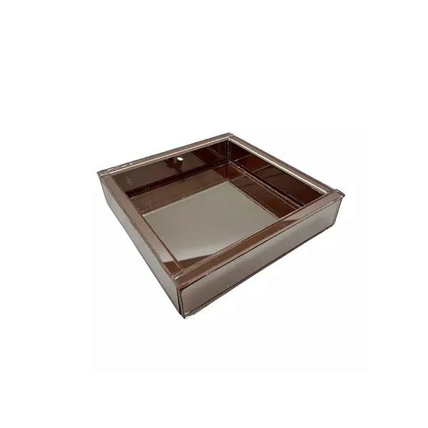 Bandeja Caixa Quadrada - Rose Espelhada - 10x10cm - 1 unidade - Rizzo