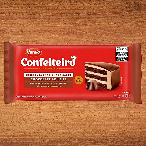 Cobertura em Barra Fracionada Chocolate Ao Leite Confeiteiro  - 500g - 1 unidades - Harald - Rizzo