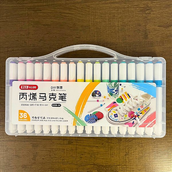 Marcador Acrílico Para Colorir - Blister 36 Cores - 13cm - 36 unidades - Rizzo