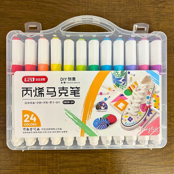 Marcador Acrílico Para Colorir - Blister 24 Cores - 13cm - 24 unidades - Rizzo