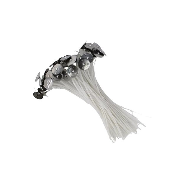Pavio De Algodão Parafinado Com Ilhós Metálicos Para Vela - Modelo B2015 - 10cm - 2mm - 10 unidades - Rizzo