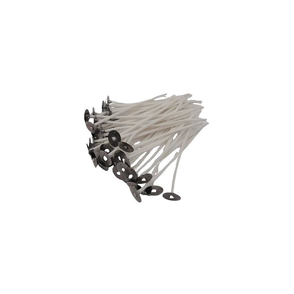 Pavio De Algodão Parafinado Com Ilhós Metálicos Para Vela - Modelo B2010 - 10cm - 1mm - 10 unidades - Rizzo