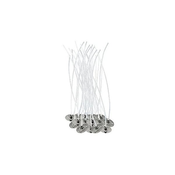 Pavio De Algodão Parafinado Com Ilhós Metálicos Para Vela - Modelo A2030 - 12cm - 2mm - 10 unidades - Rizzo