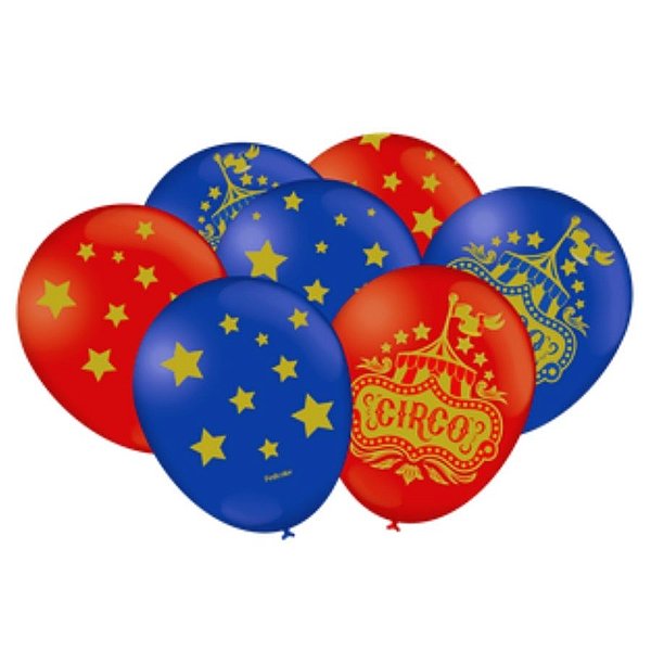 Balão de Festa Decorado - 9" 25cm - Circo - 25 unidades - Rizzo
