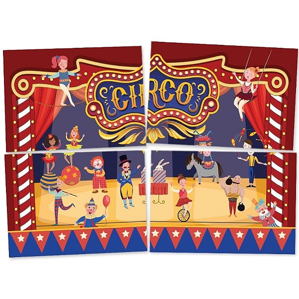 Painel Decorativo 4 Lâminas - Circo - 90x64cm - 1 unidade - Rizzo