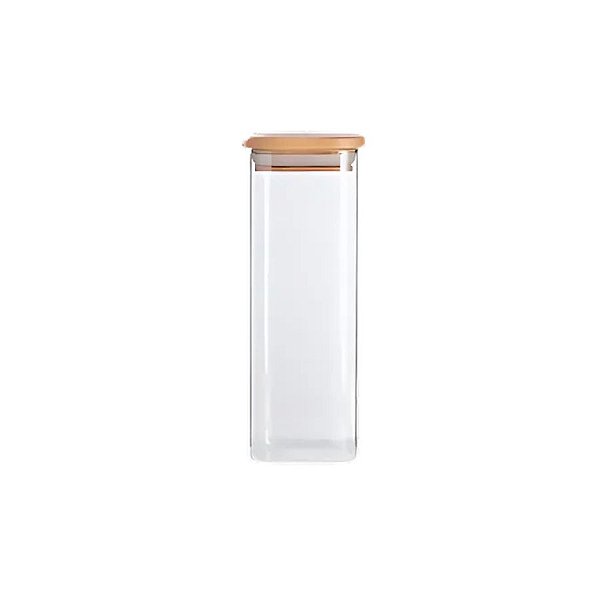 Pote De Vidro Hermético Com Tampa De Bambu - 6x15,5cm - 400ml - 1 unidade - Rizzo