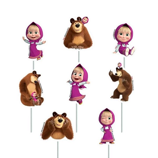 Pick Decorativo - Masha e o Urso - 8 unidades - Rizzo