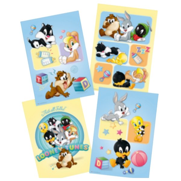 Cartaz Decorativo - Looney Tunes Baby - 31x45,5cm - 4 unidades - Rizzo