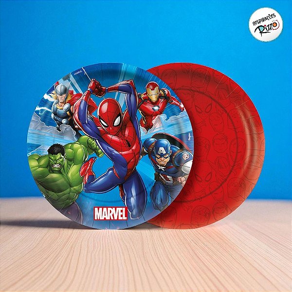Prato de Papel Redondo - Vingadores - 8 unidades - Disney Original - Rizzo