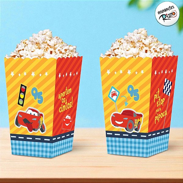 Mini Caixa Pipoca Festa Carros - 12 unidades - Disney Original - Rizzo