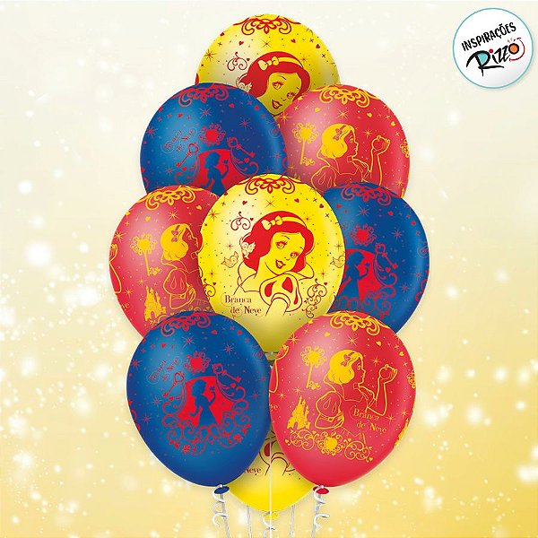 Balão de Festa Decorado 12" 30cm - Branca de Neve - 10 unidades - Disney Original - Rizzo