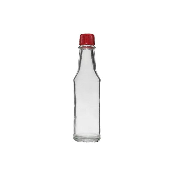 Mini Frasco De Vidro Para Molho Com Tampa Plástica - Vermelha - 3x13cm - 50ml - 1 unidade - Rizzo