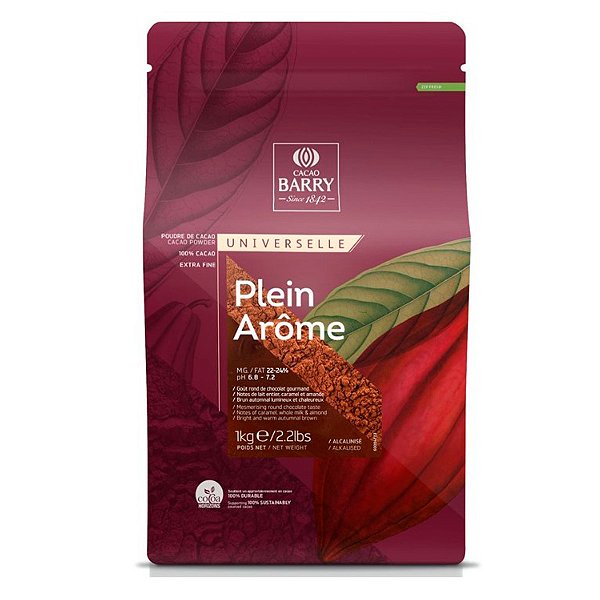 Cacau em Pó com Alcalino 100% - Plein Arôme - 1kg - 1 unidade - Callebaut - Rizzo