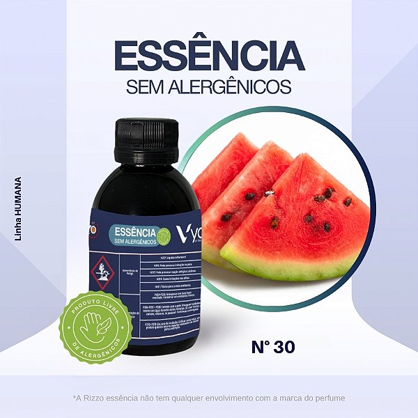 Essência Watermelon And Lily Concentrada para Perfumaria e Animais N°30 - 100g - Allergen Free - 1 unidade - Vya - Rizzo