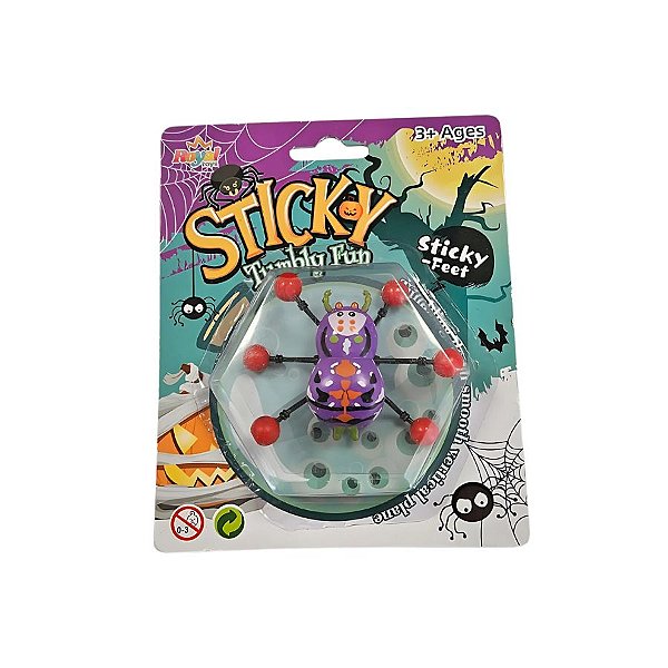 Brinquedo Rasteja Na Parede Assusta - Sticky Aranha Roxa - 8cm - 1 unidade - Rizzo