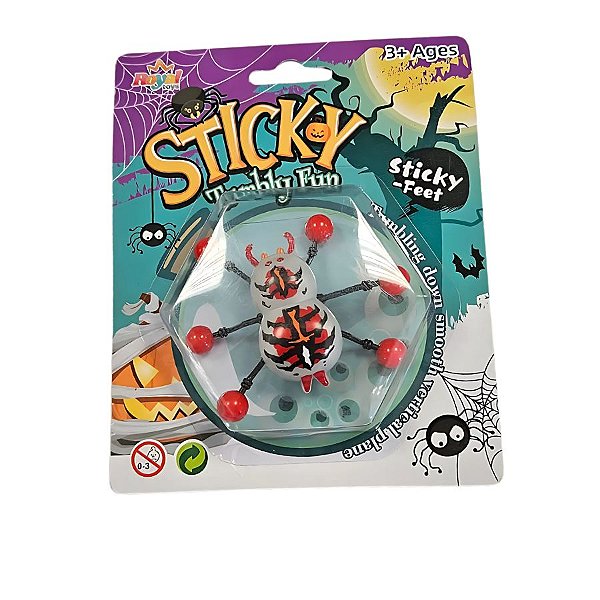 Brinquedo Rasteja Na Parede Assusta - Sticky Aranha Branca - 8cm - 1 unidade - Rizzo