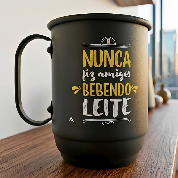 Caneca de Alumínio - Nunca Fiz Amigos - 500ml - 1 unidade - Allmix Presentes - Rizzo