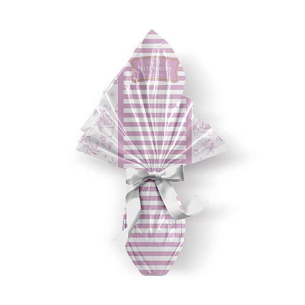 Saco Express 44x44cm para Ovos de 500g a 750g - Clássico Francês Rosa - 25 unidades - Cromus Páscoa - Rizzo Embalagens