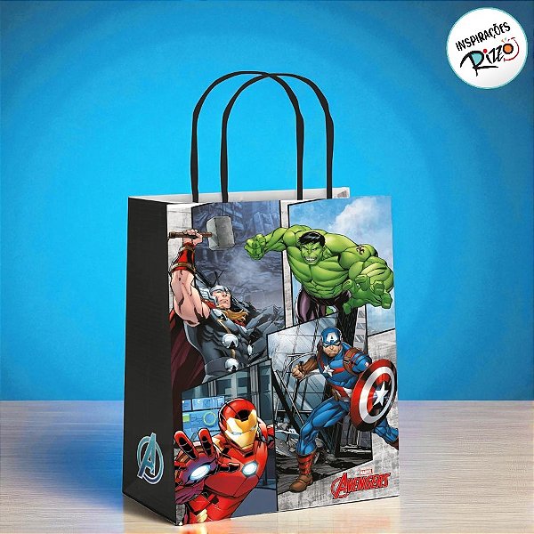 Sacola de Papel - Vingadores - P 21,5x15x8cm - 10 unidades - Disney Original - Rizzo