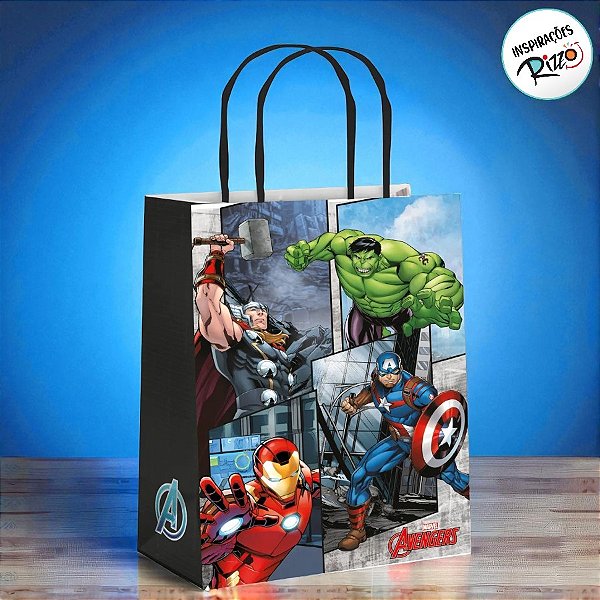 Sacola de Papel - Vingadores - M 26x19,5x9,5cm - 10 unidades - Disney Original - Rizzo