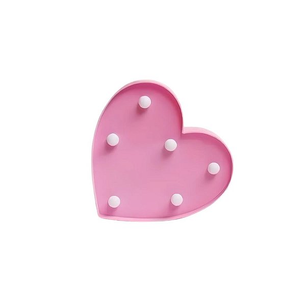 Luminária de Coração Rosa com LED - 16x16cm - 1 unidade - Rizzo