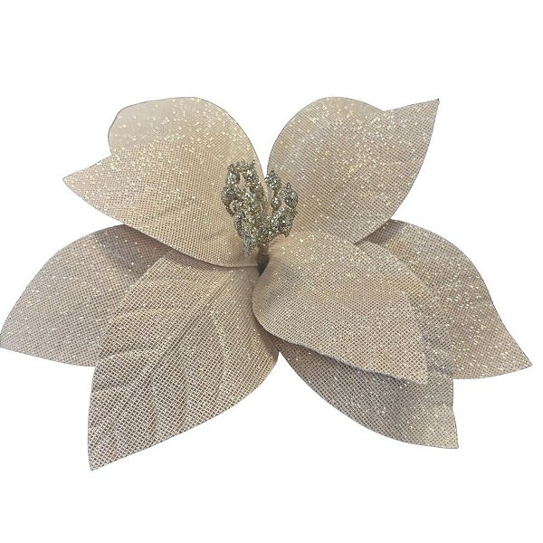 Poinsetia Decorativa - Bege Acinzentado - 30cm - 1 unidade - Rizzo