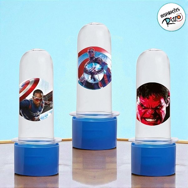 Kit Mini Tubete e Adesivo Lembrancinha Festa Capitão América - 30 unidades - Disney Original - Rizzo
