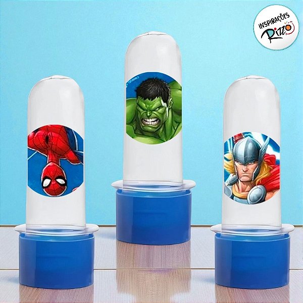 Kit Mini Tubete e Adesivo Lembrancinha Festa Vingadores - 30 unidades - Disney Original - Rizzo