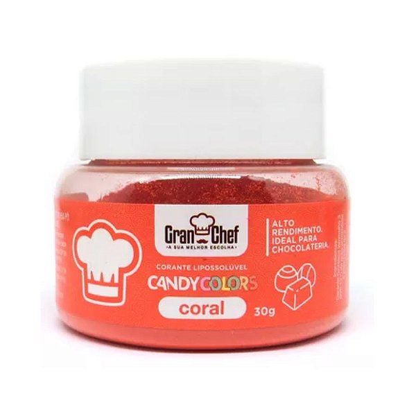Corante em Pó Lipossolúvel Candy Colors Coral 30g Granchef