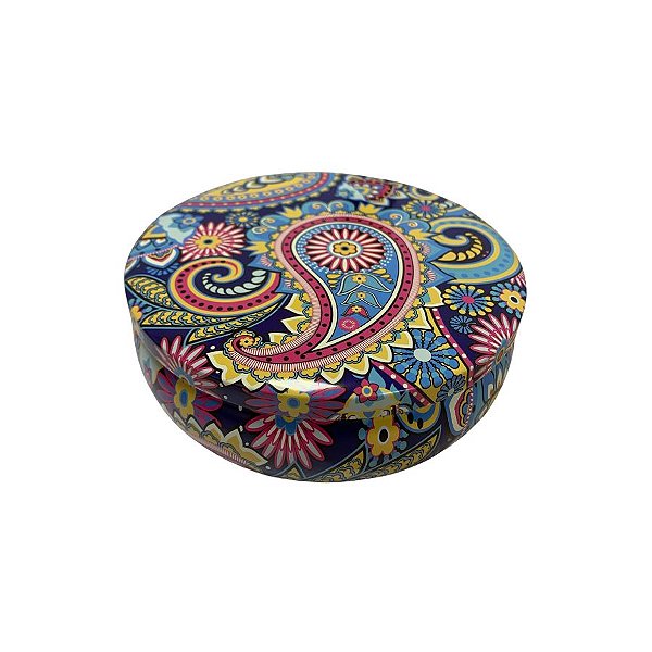 Lata De Metal Estampa De Mandala - Azul - 13x13cm - 500ml - 1 unidade - Rizzo