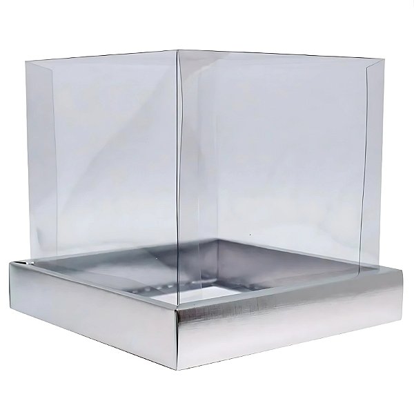 Caixa Panetone 500g - Prata Texturizada - 15x15x15cm - 5 unidades - Assk - Rizzo