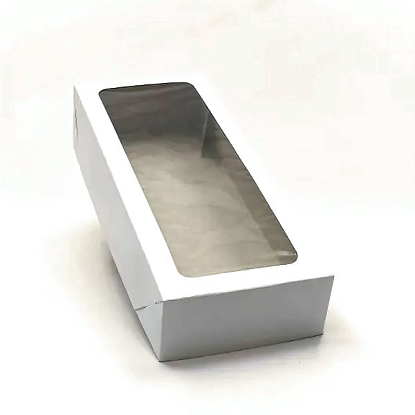 Caixa Retangular com Visor VG (27x11x5cm) Branca - 20 unidades - Rizzo