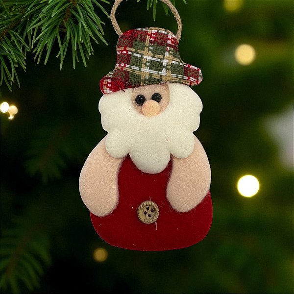 Enfeite Para Pendurar de Natal - Papai Noel Artesanal - Vermelho - 14,5x8cm - 1 unidade - Rizzo