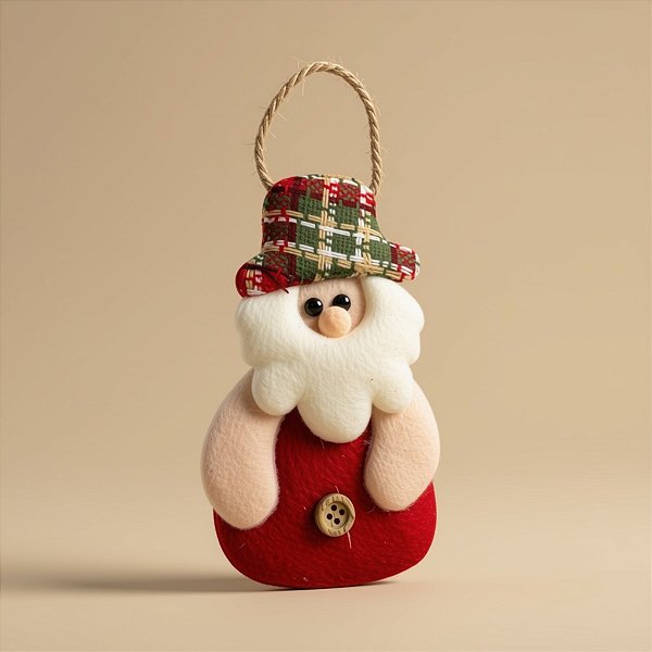Enfeite Para Pendurar de Natal - Papai Noel Artesanal - Vermelho - 14,5x8cm - 1 unidade - Rizzo