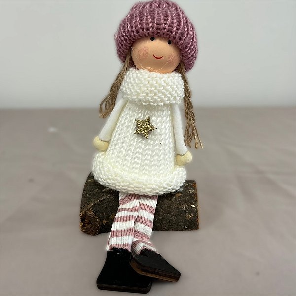 Enfeite Decorativo De Natal - Anjo Sentado Branco - 7x13x5cm - 1 unidade - Rizzo