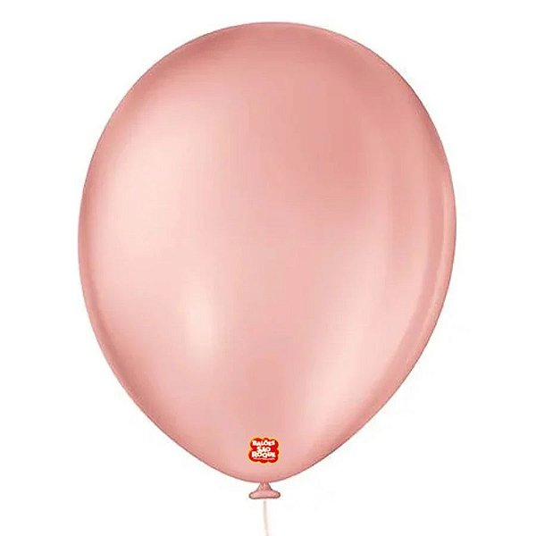 Balão de Festa Látex Liso - Rosê - 50 Unidades - Balões São Roque