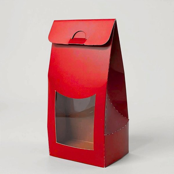 Sacola Para Lembrancinha P com Visor - Vermelho - 7,5x19x6cm - 10 unidades - Assk - Rizzo